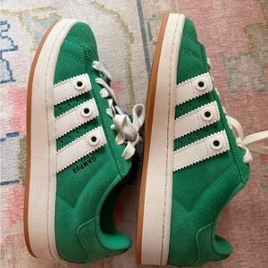 adidas Green and White Campus Sneakers